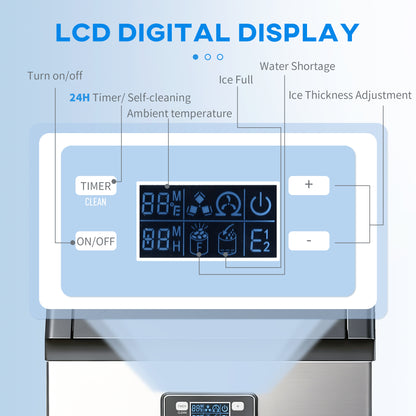 Freestanding Ice Machine with 45kg/24H Capacity, Commercial Ice Maker
