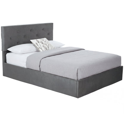 Double Bed Frame Gas Side Lift Under Bed Storage Dark Grey