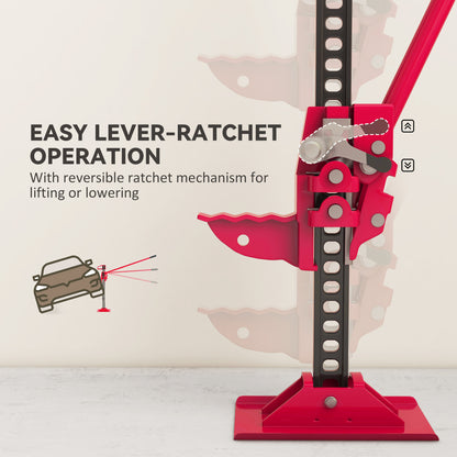 33" 3 Tonne High Lift Farm Jack for 4x4 Tractors Trucks, Red