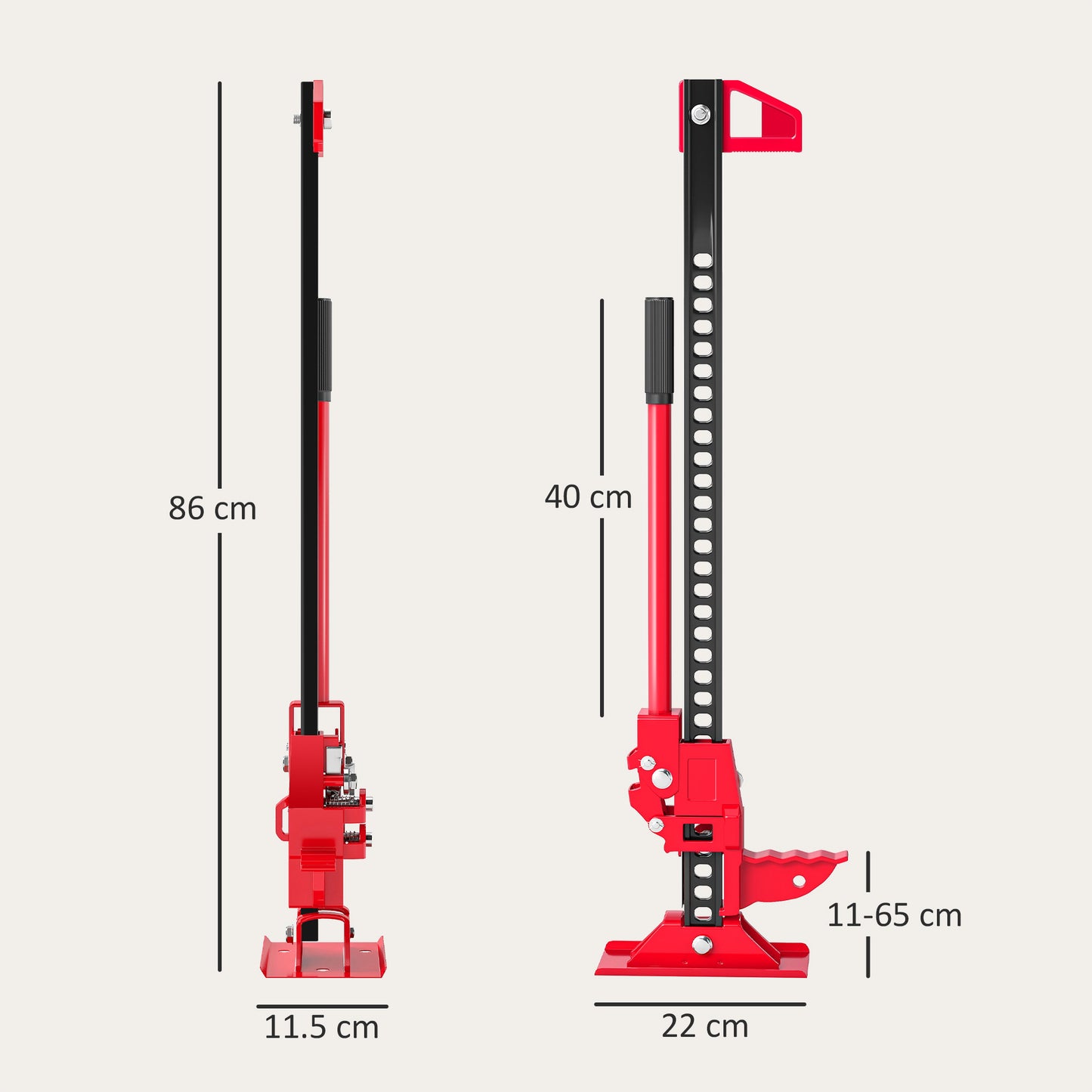 33" 3 Tonne High Lift Farm Jack for 4x4 Tractors Trucks, Red