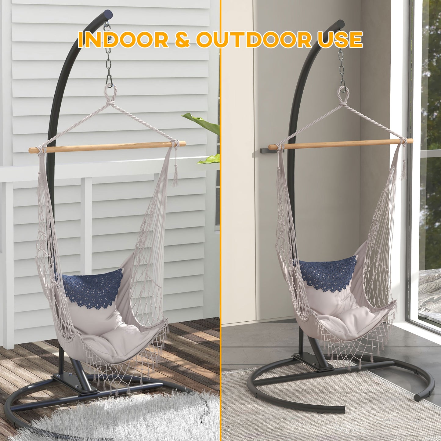 Hammock Chair Stand w/ Round Base, C Swing Stand Only, Black