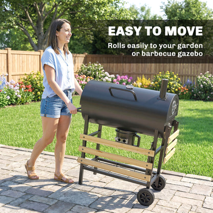 Charcoal Grill, Charcoal BBQ Grill with Foldable Shelves