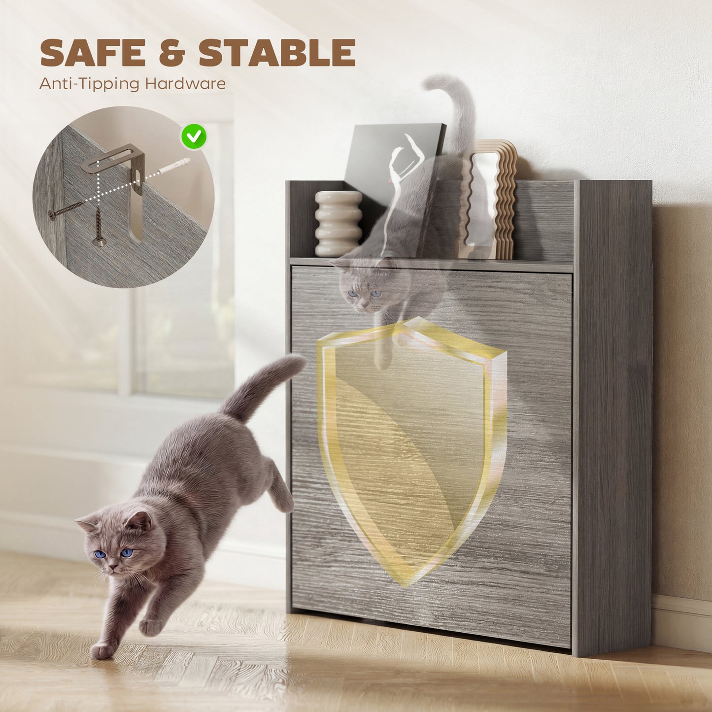 Folding Dining Table, Kitchen Table with Shelves Grey Wood Effect