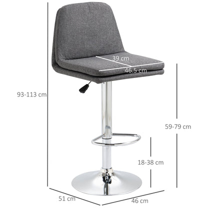 Morden Adjustable Swivel Bar Stools Set of 2, with Backrest, Grey