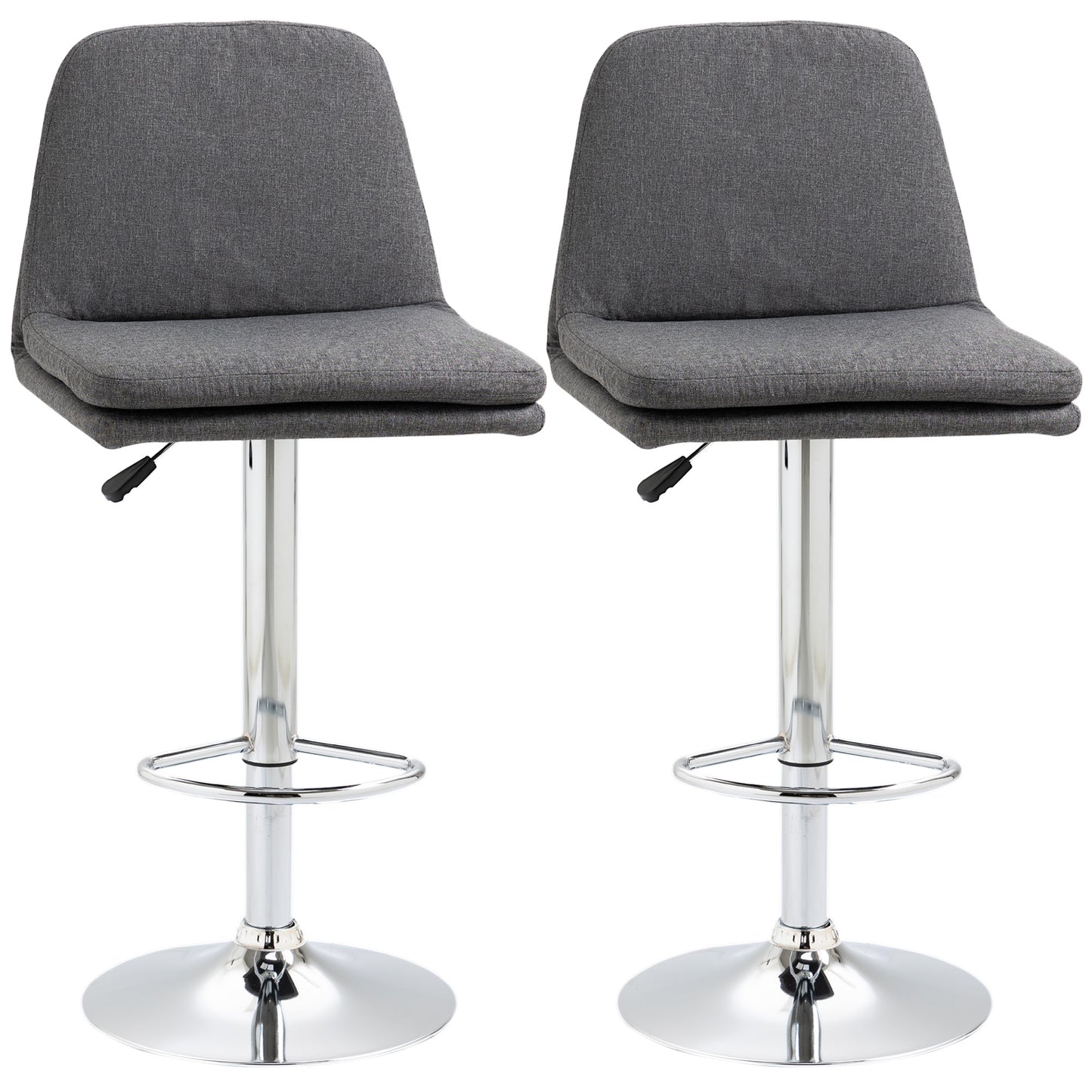 Morden Adjustable Swivel Bar Stools Set of 2, with Backrest, Grey