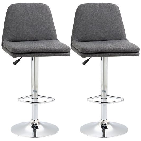 Morden Adjustable Swivel Bar Stools Set of 2, with Backrest, Grey