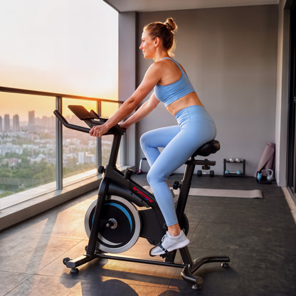 Magnetic Exercise Bike with 6kg Flywheel and Bluetooth App Connectivity - Black