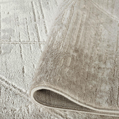 Novu Modern Abstract Rug with Velvet Touch Elegant Metallic Accents Mirage Design - 2 Colours Available