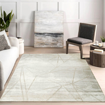 Novu Modern Abstract Rug with Velvet Touch Elegant Metallic Accents Mirage Design - 2 Colours Available