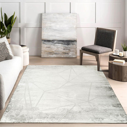 Novu Modern Abstract Rug with Velvet Touch Elegant Metallic Accents Mirage Design - 2 Colours Available