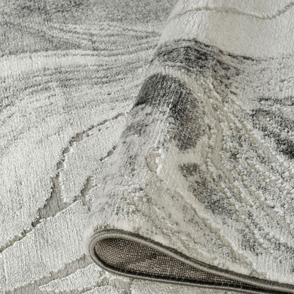 Novu Modern Abstract Rug with Velvet Touch Elegant Metallic Accents Stream Design - 2 Colours Available