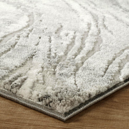 Novu Modern Abstract Rug with Velvet Touch Elegant Metallic Accents Stream Design - 2 Colours Available