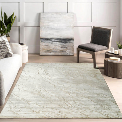 Novu Modern Abstract Rug with Velvet Touch Elegant Metallic Accents Valley Design - 2 Colours Available