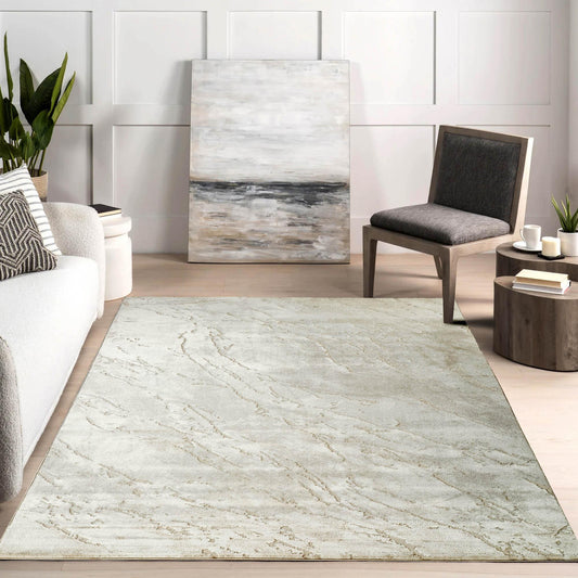 Novu Modern Abstract Rug with Velvet Touch Elegant Metallic Accents Valley Design - 2 Colours Available