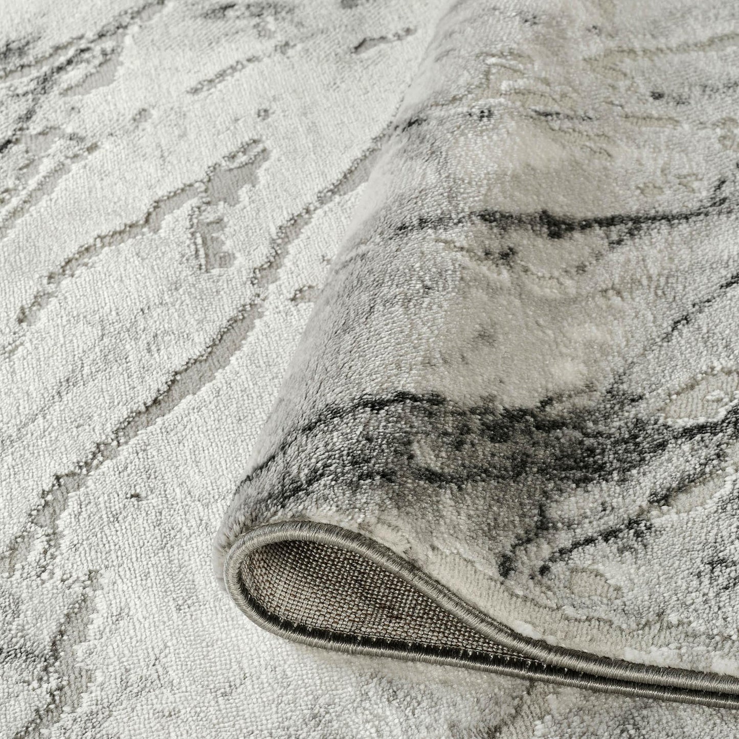 Novu Modern Abstract Rug with Velvet Touch Elegant Metallic Accents Valley Design - 2 Colours Available