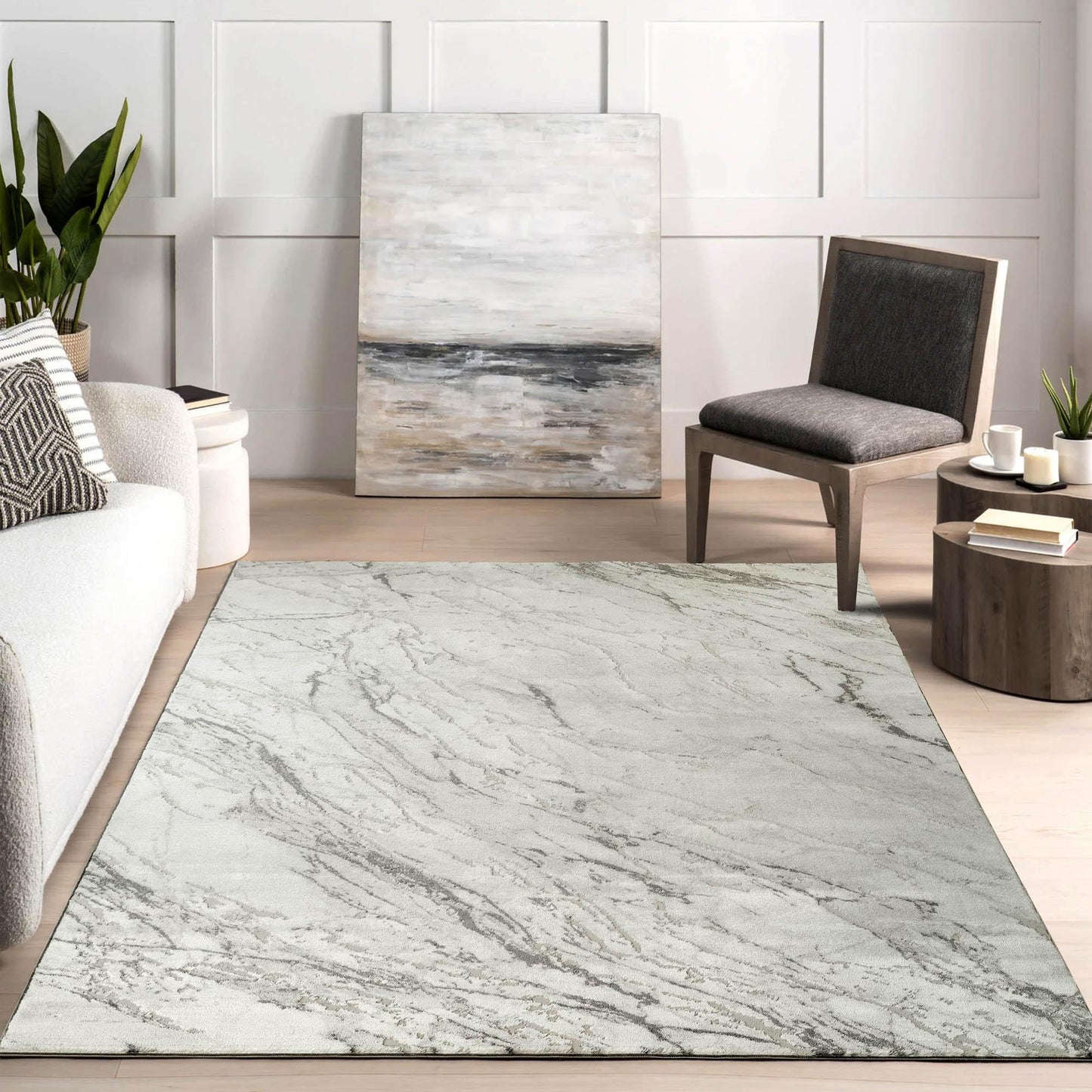 Novu Modern Abstract Rug with Velvet Touch Elegant Metallic Accents Valley Design - 2 Colours Available