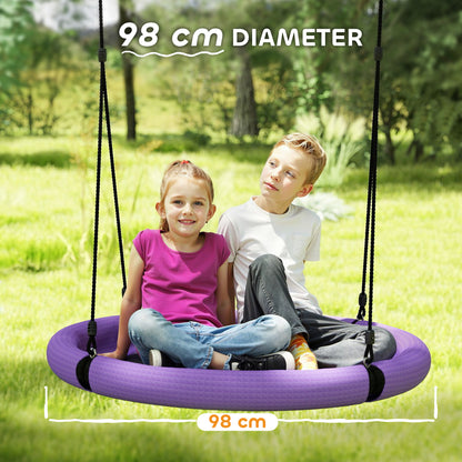 Nest Swing Seat, 100 cm Saucer Tree Swing Set for Kids, Purple