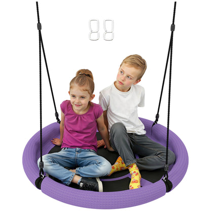 Nest Swing Seat, 100 cm Saucer Tree Swing Set for Kids, Purple