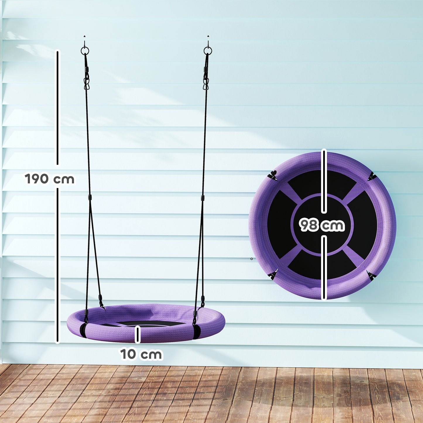 Nest Swing Seat, 100 cm Saucer Tree Swing Set for Kids, Purple