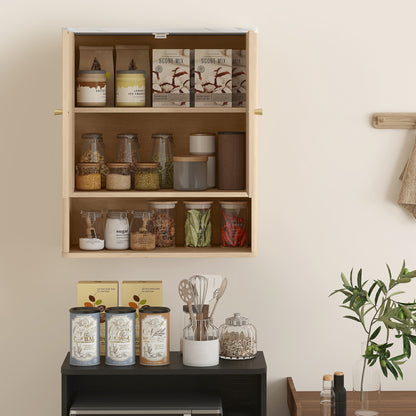 Bathroom Wall Cabinet with Adjustable Shelf and Open Shelf, Oak