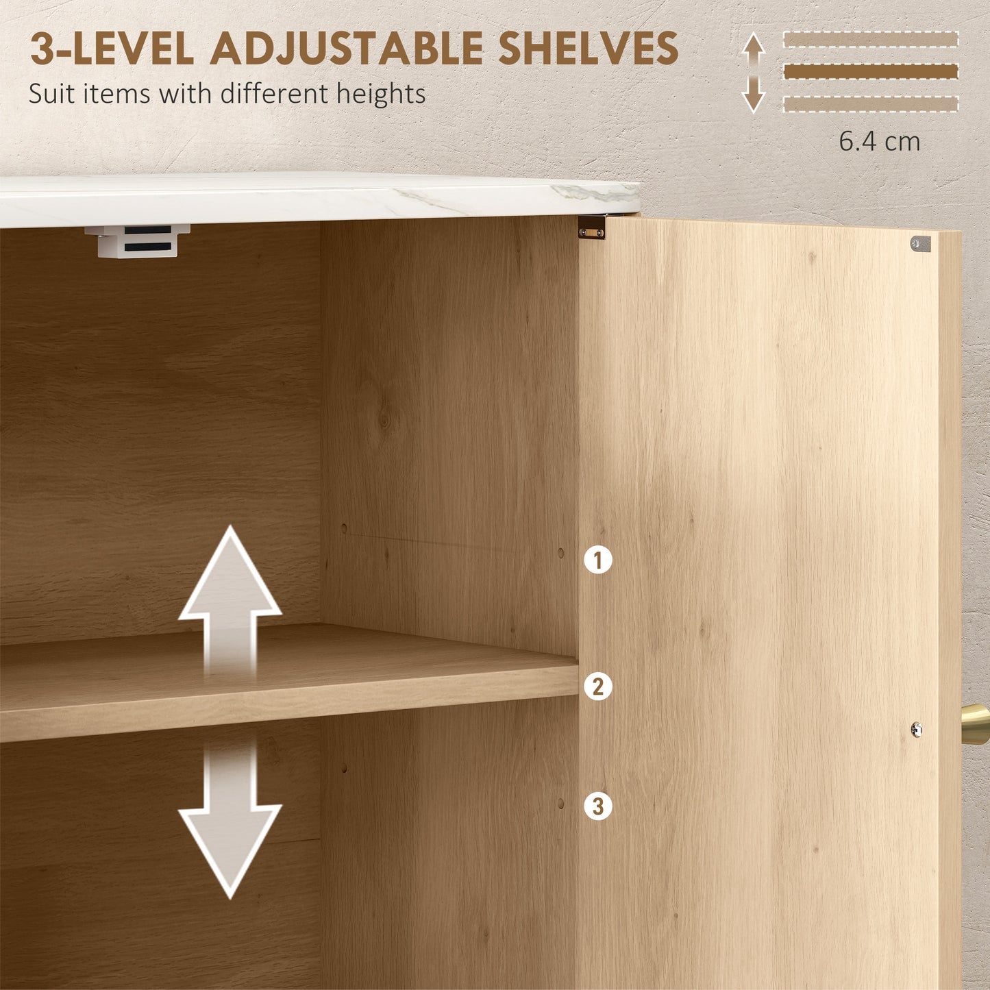 Bathroom Wall Cabinet with Adjustable Shelf and Open Shelf, Oak