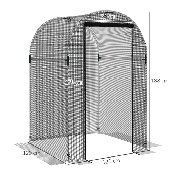 Galvanised Steel Fruit Cage, Plant Protection Tent with Zipped Door, 1.2 x 1.2 x 1.9m, Black