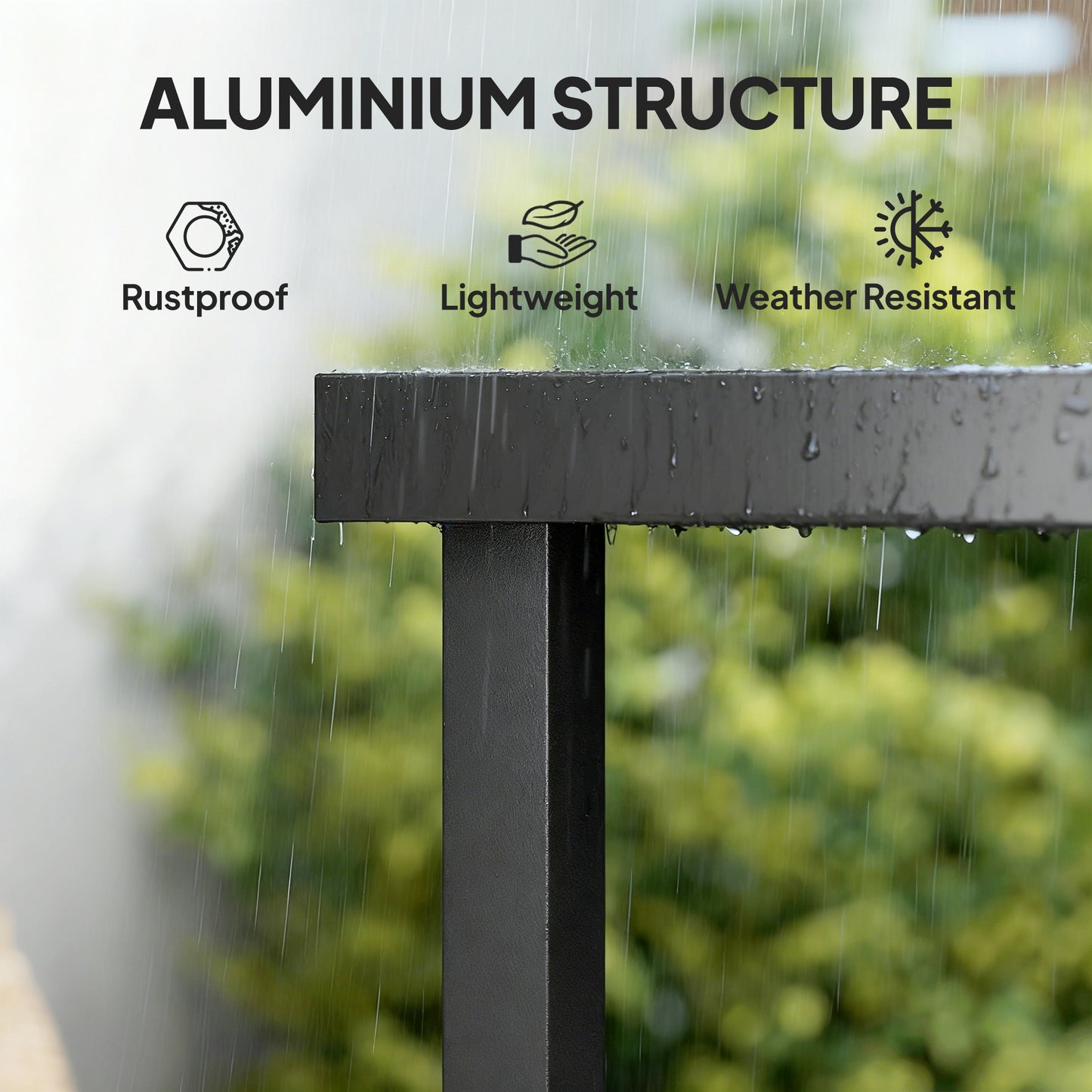 78 cm Garden Dining Table for 4, Square Outdoor Side Table, Natural