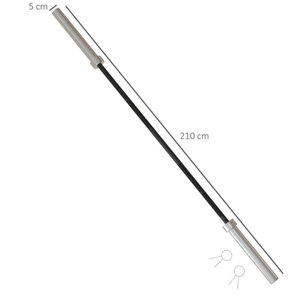 5cm Weight Lifting Bar, Barbell Bar with Spring Clips, 210cm, 19kg