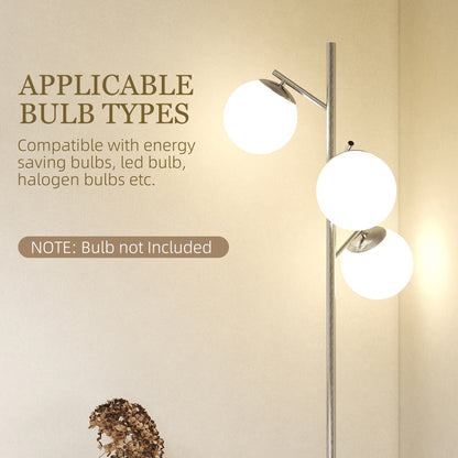 Modern Tree Floor Lamp with 3 Light, for Living Room Bedroom, Silver