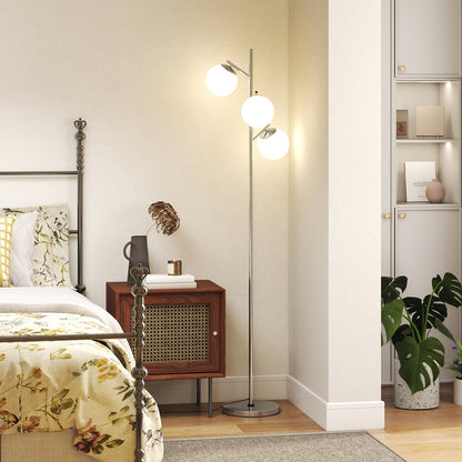 Modern Tree Floor Lamp with 3 Light, for Living Room Bedroom, Silver