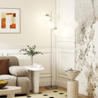 Modern Tree Floor Lamp with 3 Light, for Living Room Bedroom, Silver