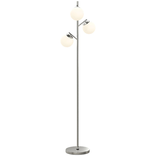 Modern Tree Floor Lamp with 3 Light, for Living Room Bedroom, Silver