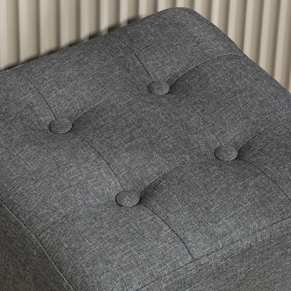 Small Footstool Square Ottoman with Padded Seat for Living Room Grey