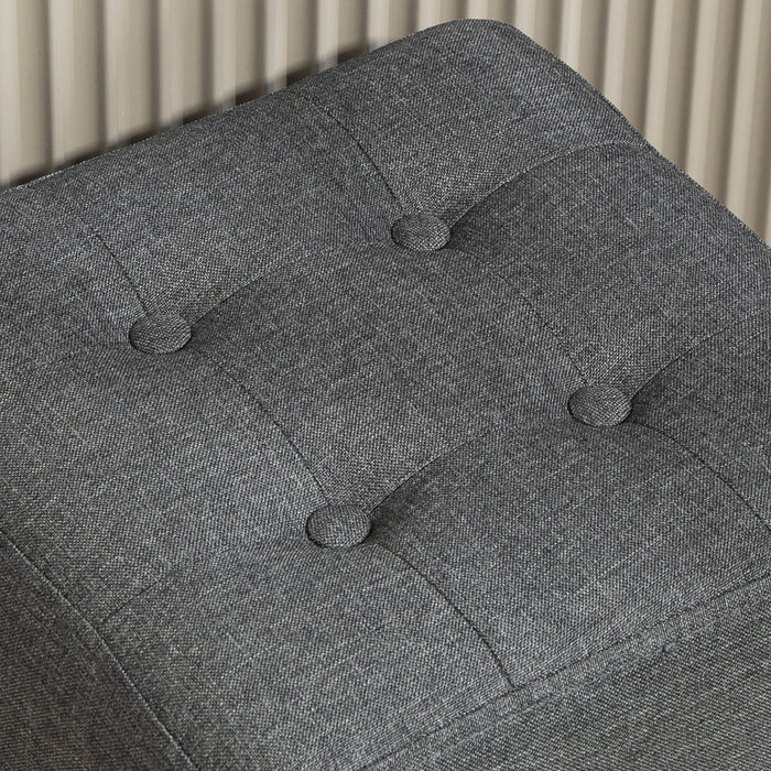 Small Footstool Square Ottoman with Padded Seat for Living Room Grey