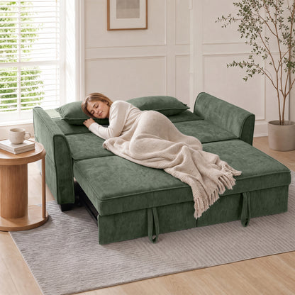 Sofa Bed, 4-in-1 Convertible Pull Out Sleeper Sofa, Dark Green