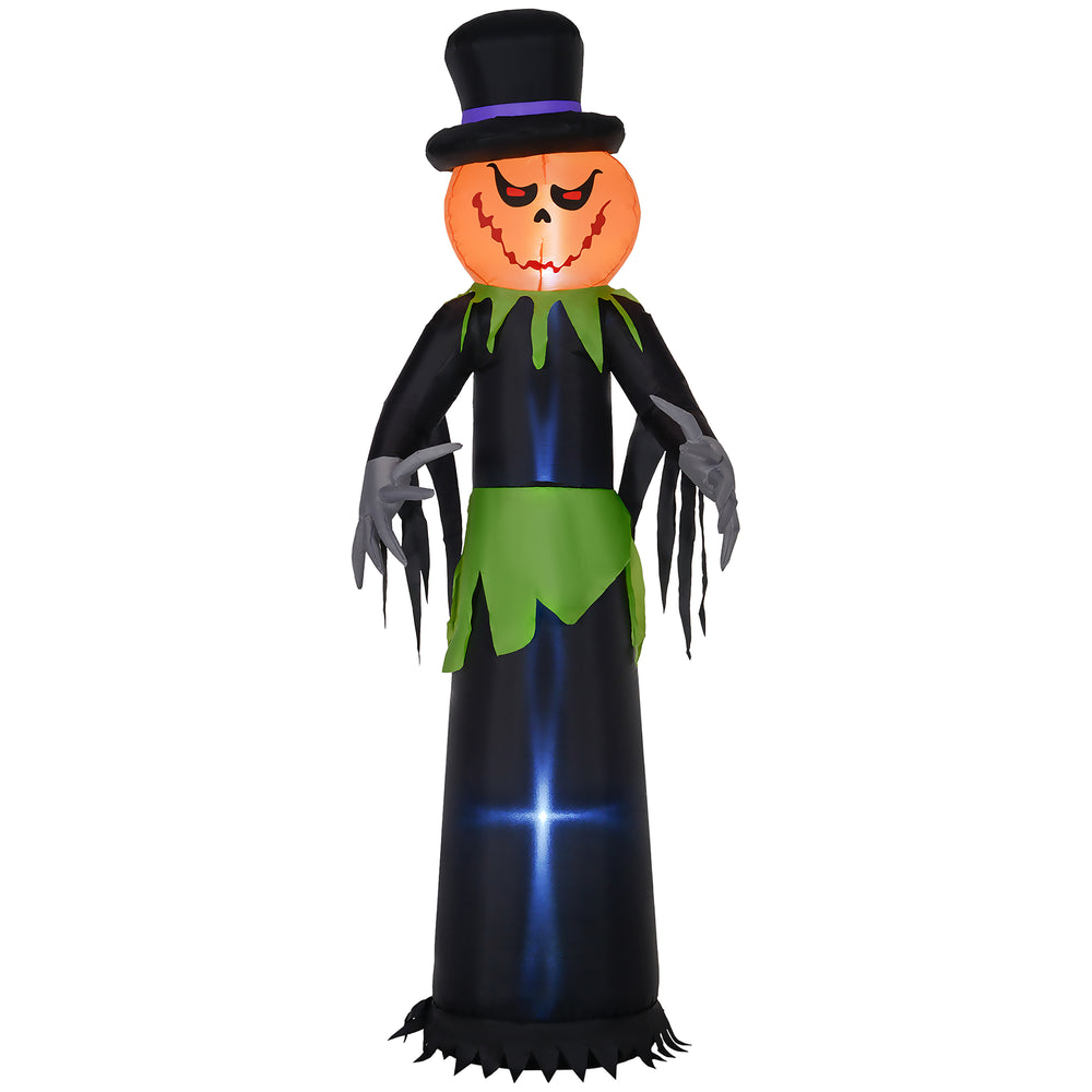 8FT Tall Halloween Inflatable Pumpkin Ghost in A Hat Decoration