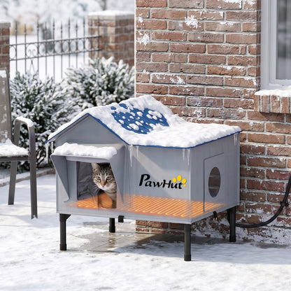 Heated Cat House Weatherproof Cat House for Outside with Heating Pad