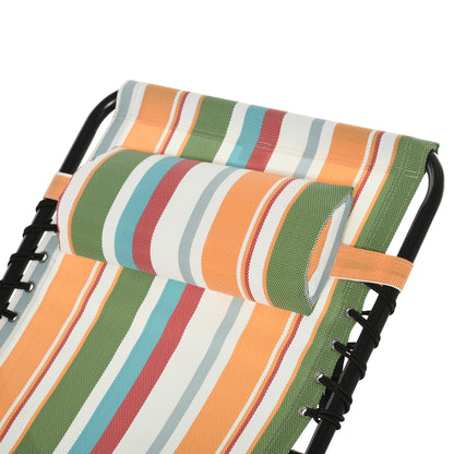 Folding Beach Chair Chaise Lounge 4 Adjustable Positions, Multicolored