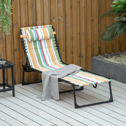 Folding Beach Chair Chaise Lounge 4 Adjustable Positions, Multicolored