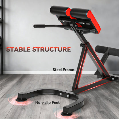 SPORTOW 45-Degree Hyperextension Roman Chair, 5-Level Adjustable Height Back Extension Bench for Glute, Hamstring & Ab Workouts, Multi-Function Heavy-Duty Home Gym Equipment