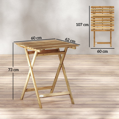 Outdoor Coffee Table Foldable Wooden Garden Table Natural Wood