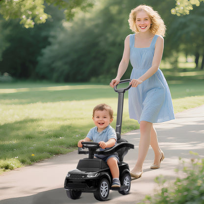 Land Rover Licensed Baby Push Car, 2-in-1 Ride on Car, Black