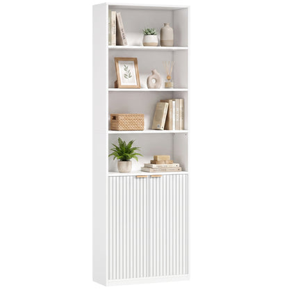 Bookcase with Adjustable Shelf 6-Tier Tall Bookshelf, White