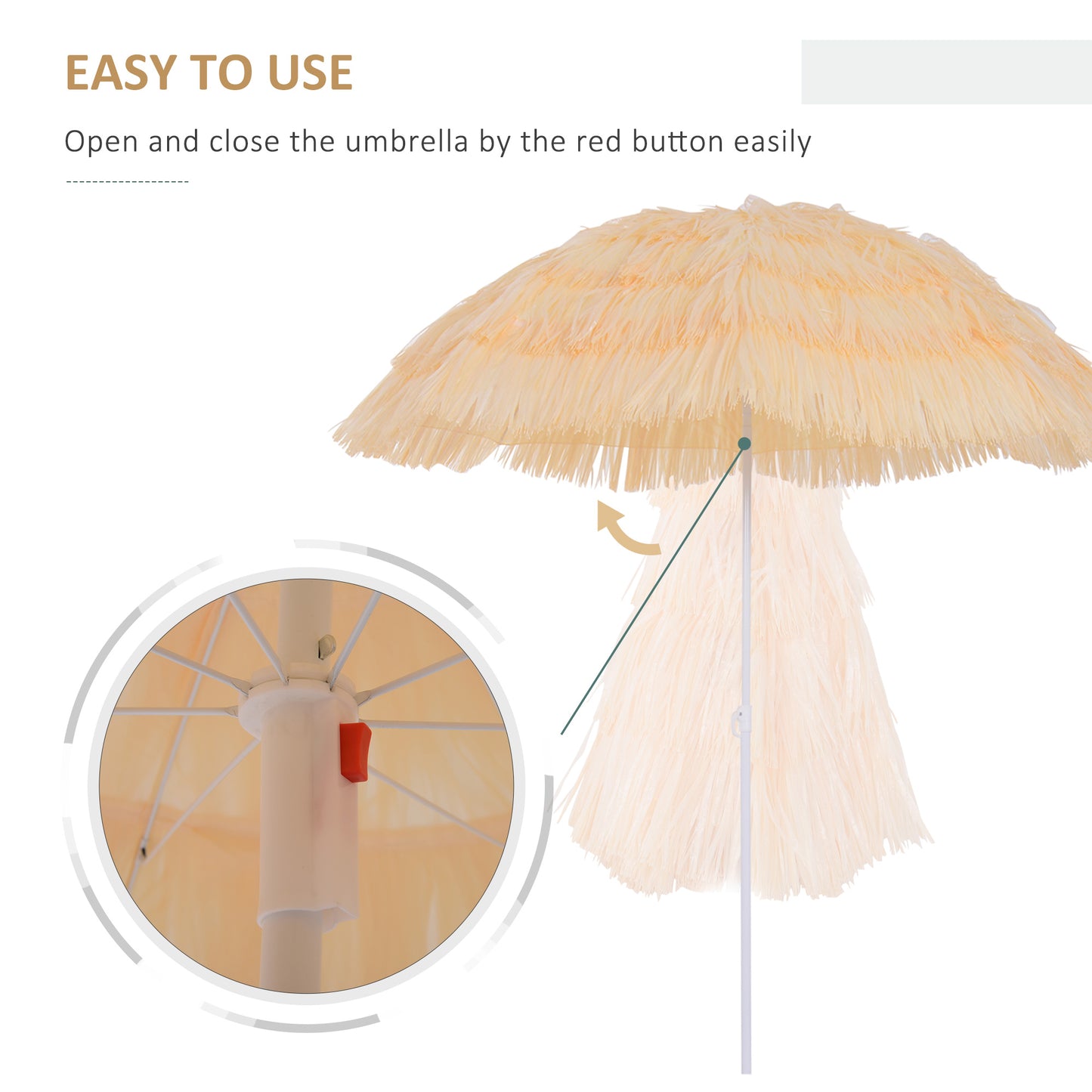 Garden Patio Hawaii Beach Sun Umbrella Sunshade Outdoor Folding Tilting Parasol