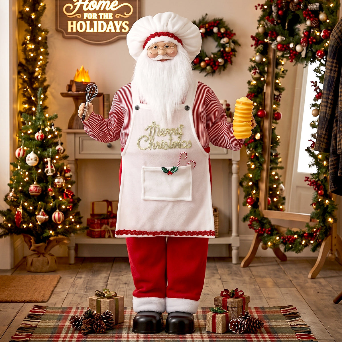4ft Christmas Singing Cooking Santa Claus with Head Moving