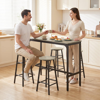 5 Piece Bar Set, Industrial Kitchen and Chair Set Grey Wood Effect