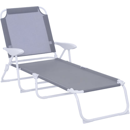 Folding Sun Lounger Garden Reclining Lounge Chair 4Level Backrest
