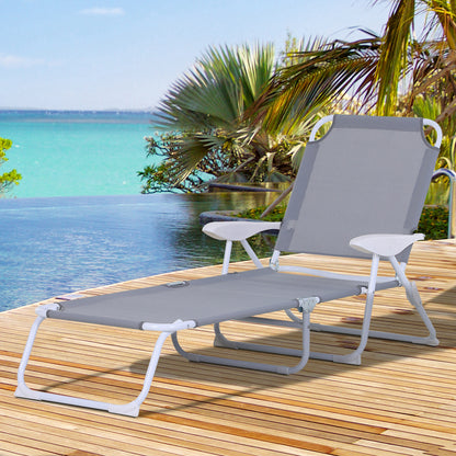 Folding Sun Lounger Garden Reclining Lounge Chair 4Level Backrest