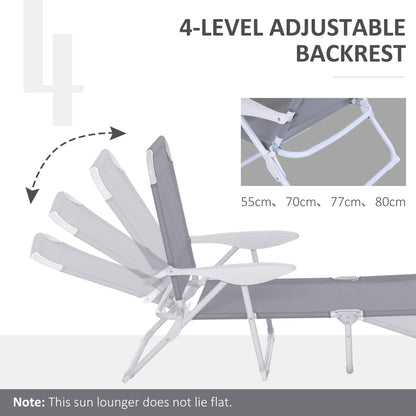 Folding Sun Lounger Garden Reclining Lounge Chair 4Level Backrest