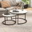 2 Pcs Stacking Coffee Table Set Steel Frame Marble-Effect Top Foot Pads